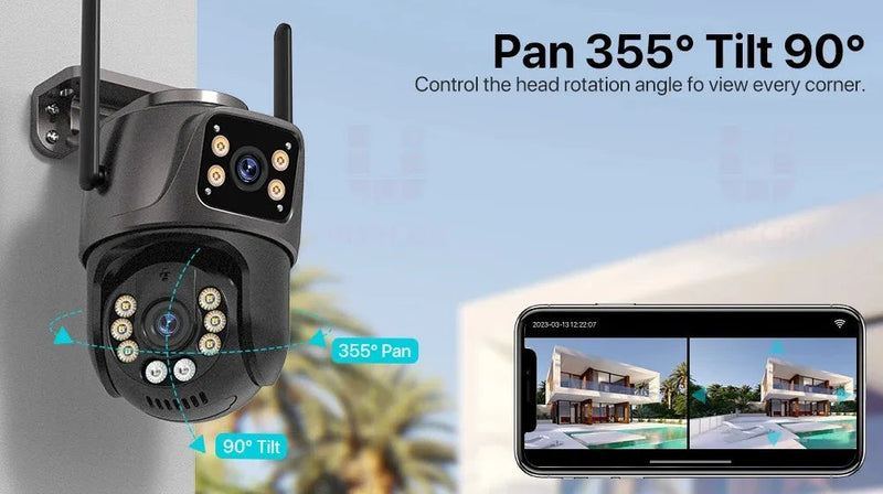 Wireless WiFi Monitor Full-Color Night Vision Waterproof Dome Camera HD 6MP Binocular Camera Promise Mart