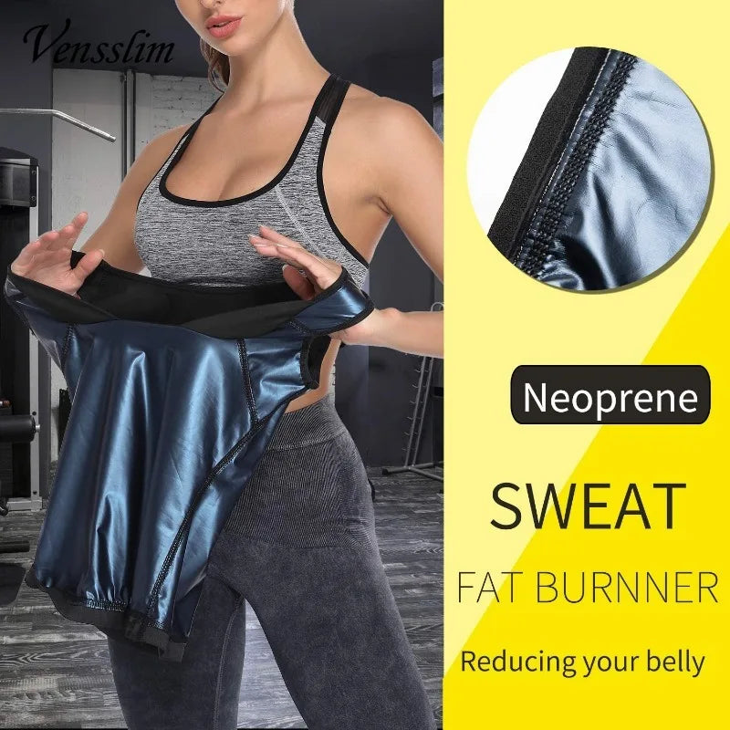 Vensslim Sweat Sauna Vest for Women Body Shaper Waist Trainer Weight Loss Fat Burner Shirt Slimming Compression Workout Tank Top