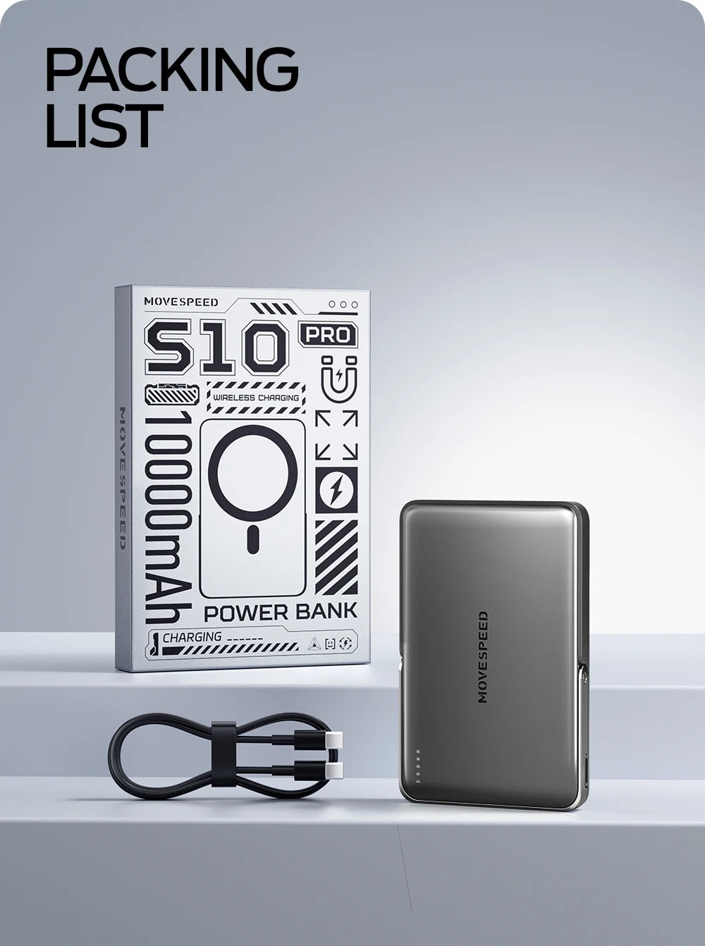 MOVESPEED S10Pro Magnetic Power Bank 10000mAh Wireless Portable External Battery with Stand for MagSafe PowerBank for iPhone 16