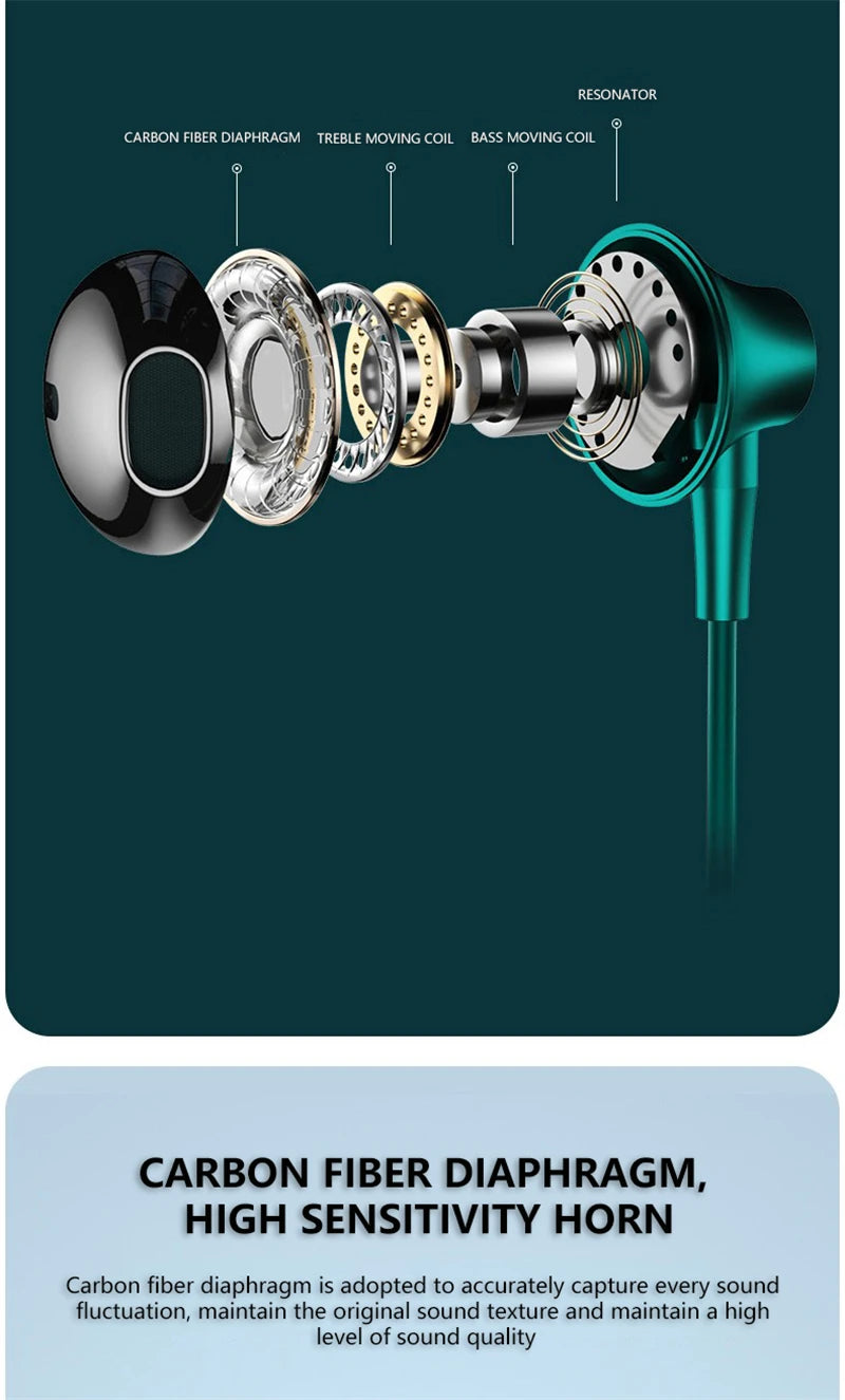 Type-C In-Ear Wired Karaoke Headphones 3.5mm Stereo Music Earbud Handfree Headset Earphones with Mic