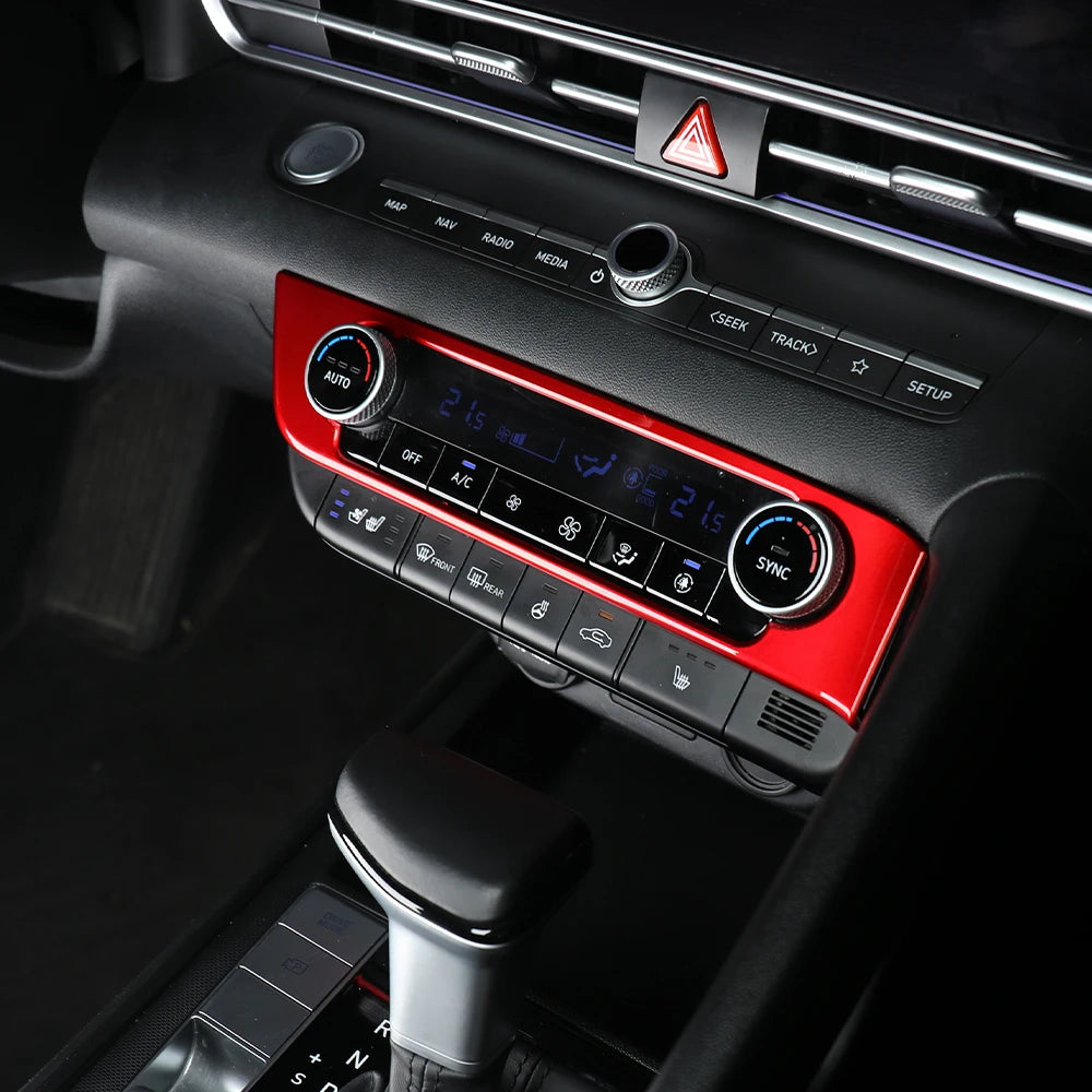 LHD/RHD For Hyundai Elantra CN7/CN7 N 2021-2025 Red Carbon Fiber Dashboard Middle Air Conditioner Knob Trim Cover