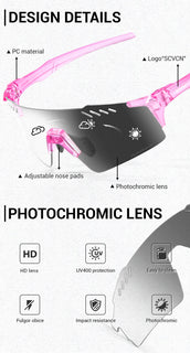 SCVCN Photochromic bike Cycling glasses UV400 Bicycle riding Eyewear Sports MTB Outdoor Sports Golf Camping Driving Eyepieces