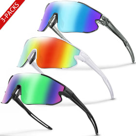 3 Pairs Brand Fishing Sunglasses Men Women Outdoor Sports MTB Bike Cycling Running Hiking Big Lens Goggles with UV Protection