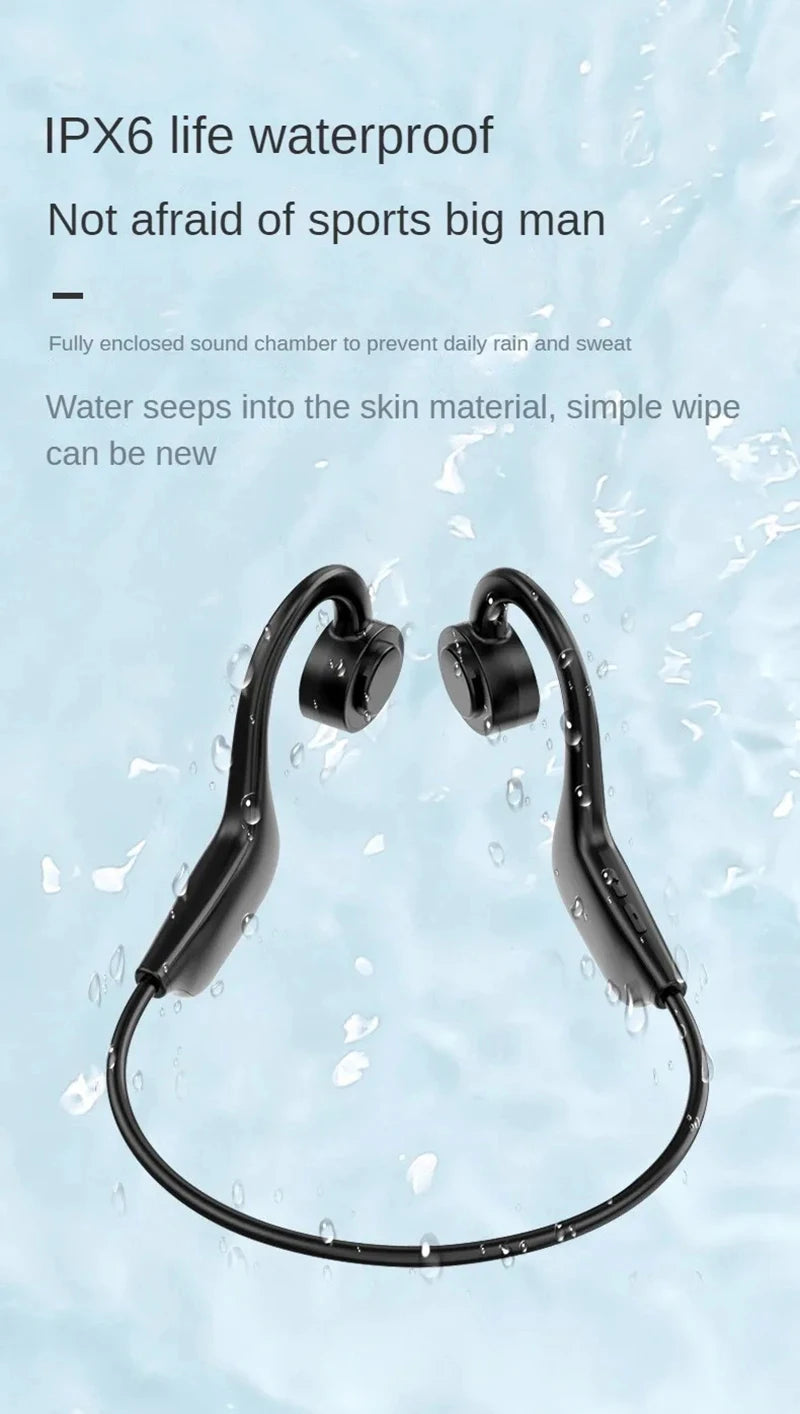 Hot Bone Conduction Swimming Headphones Bluetooth 5.4 IPX8 Waterproof Not In-Ear Wireless Plug-in Card Sports Headphones New