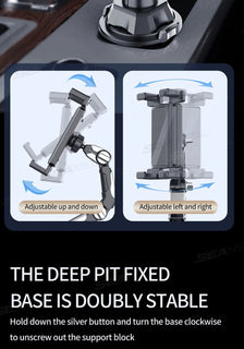 SEAMETAL Car Phone Mount on Cup Holder 6.5-9.5CM Adjustable Base Tablet/Phone Holder 360-Degree Flexible Rotation Phone Stand Promise Mart