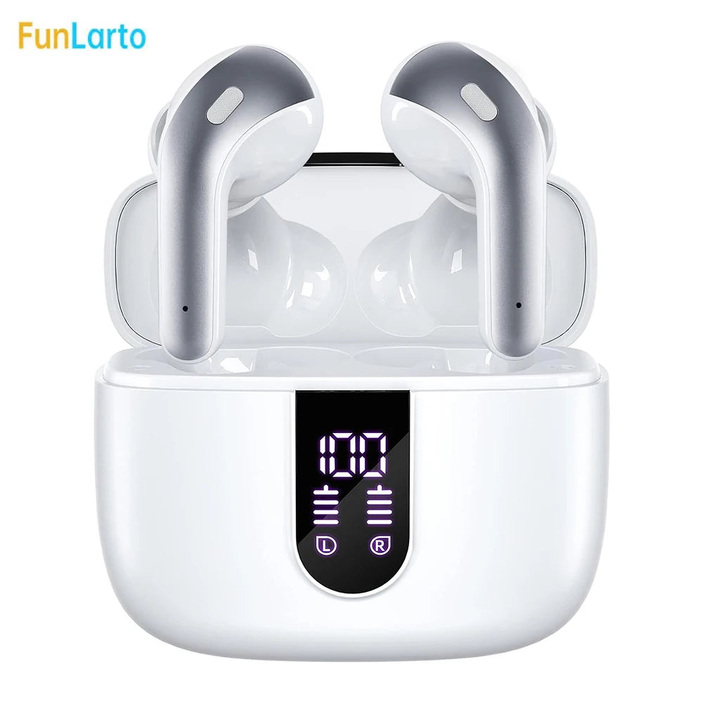 Wireless Earphones with Bluetooth 5.3, Quad-Mic Call Noise Reduction ENC, 50H Playtimes Wireless Earbuds Bluetooth Headphones