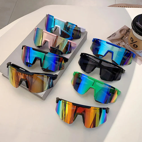1/2 Pcs Fashion Monoblock Anti UV Men's Goggle Outdoor Brand Mirror Sports Sunglasses Women Oversize Decor Shades for Cycling