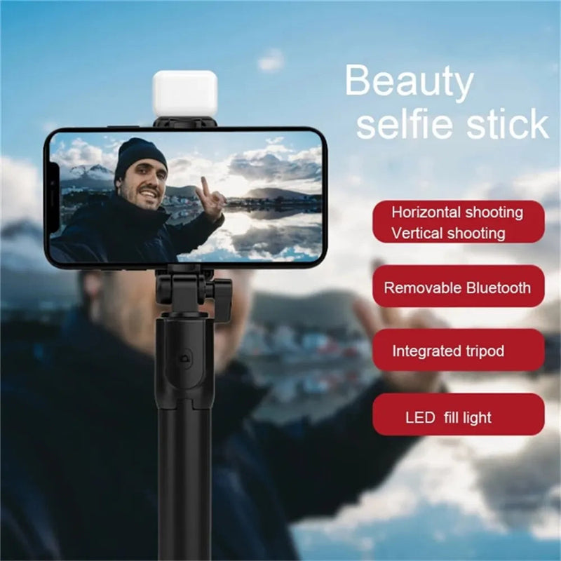 Portable Bluetooth Selfie Stick Tripod Holder with Remote Shutter Fill Light Extendable Wireless Remote Retractable Phone Stand Promise Mart