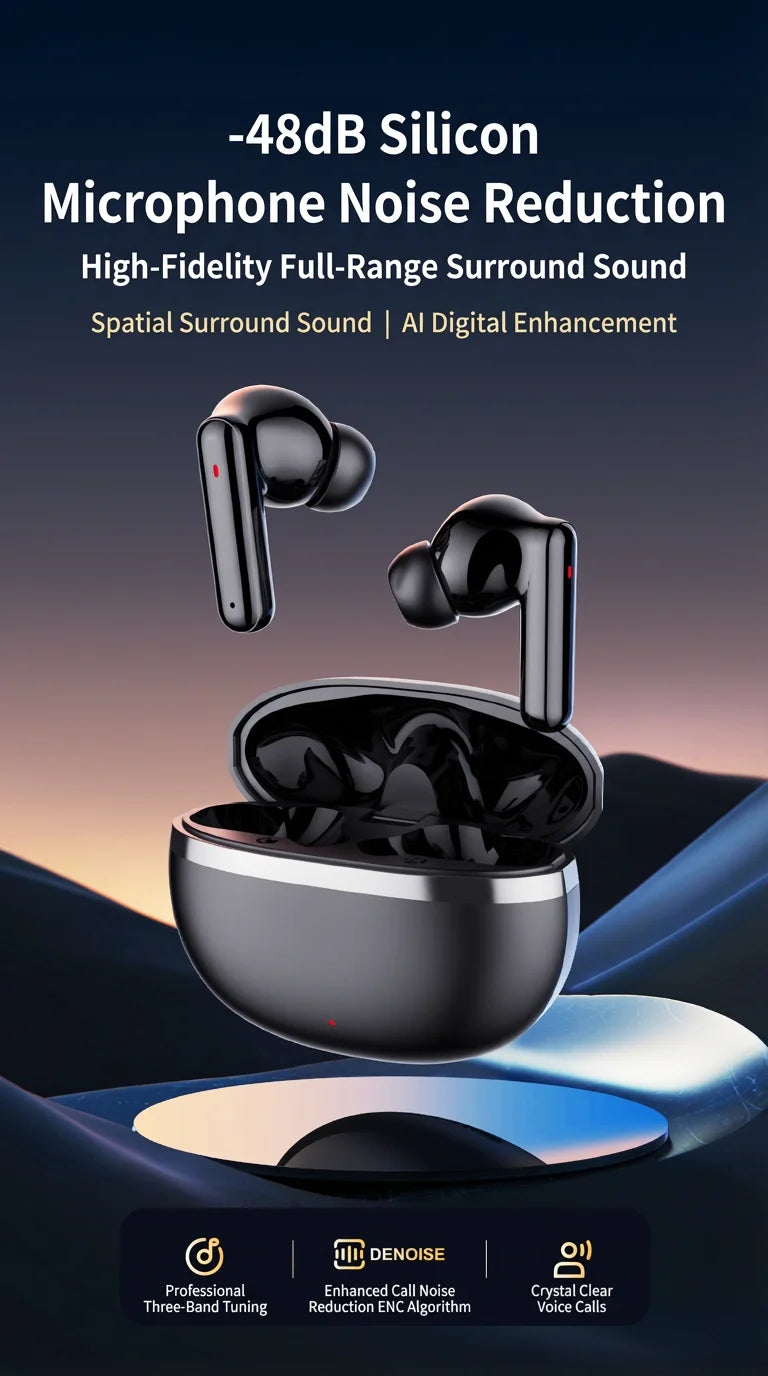 2026 NEW in Ear Bluetooth Earphones with Dual Microphones, Stereo Noise Reduction, Bass HIFI Touch Music Game Earphones
