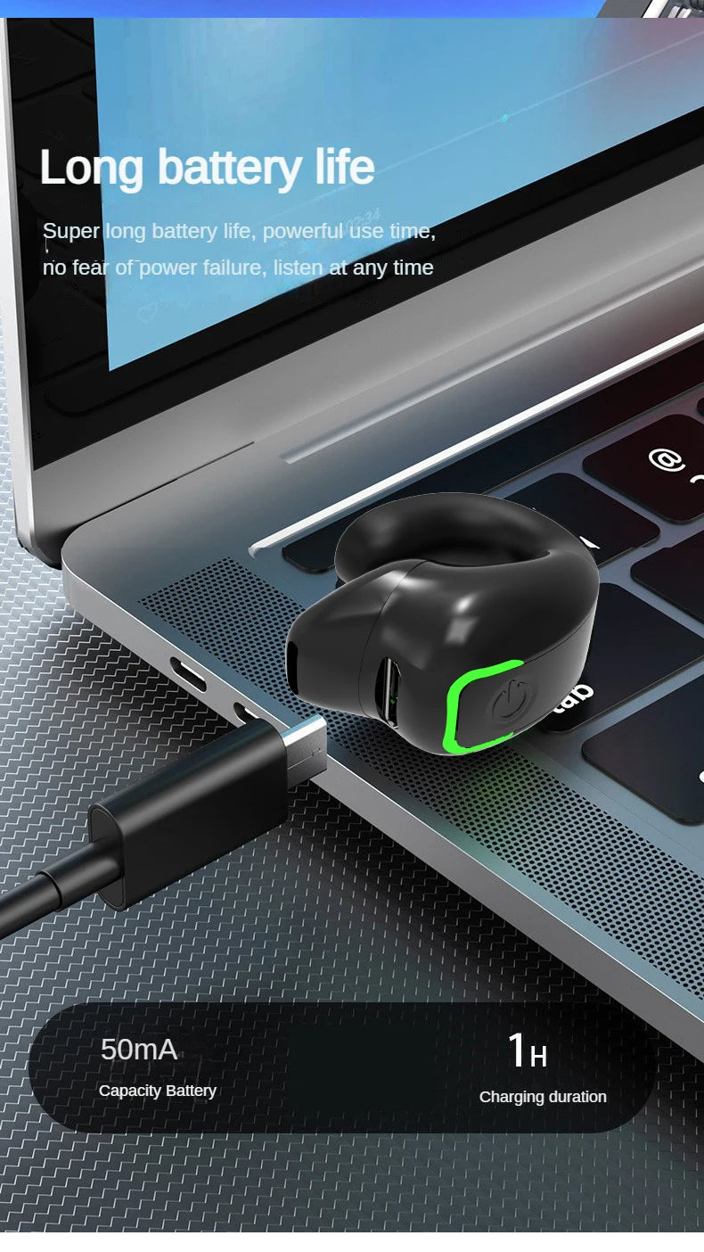 SK GD28 Bone Conduction TWS Headphones Bluetooth V5.3 Ear Clip Lightweight Business Sports Game Headset with Mic Noise Reduction