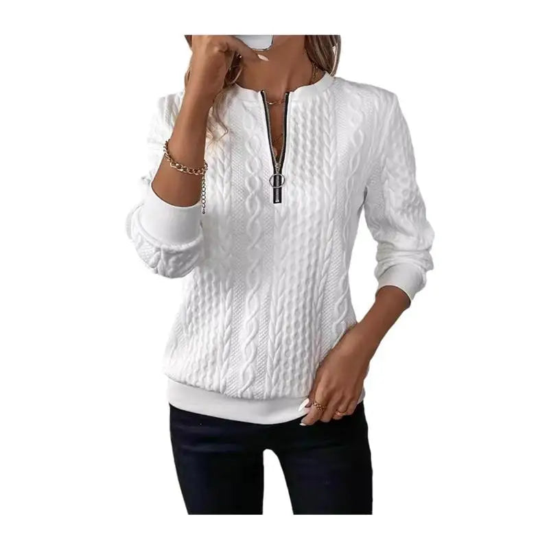 Ladies Casual Zipper Sweatirt Color Blo Long Sve Sweet Sle Hoodie Comfortable Soft Fabric Winter Collection