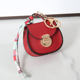 Keychain Small Coin Purse Premium Leather Multifunction Mini Storage Pouch Earphone Bag Women's Bag Pendant Key Case for Women