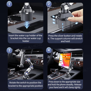 SEAMETAL Car Phone Mount on Cup Holder 6.5-9.5CM Adjustable Base Tablet/Phone Holder 360-Degree Flexible Rotation Phone Stand Promise Mart