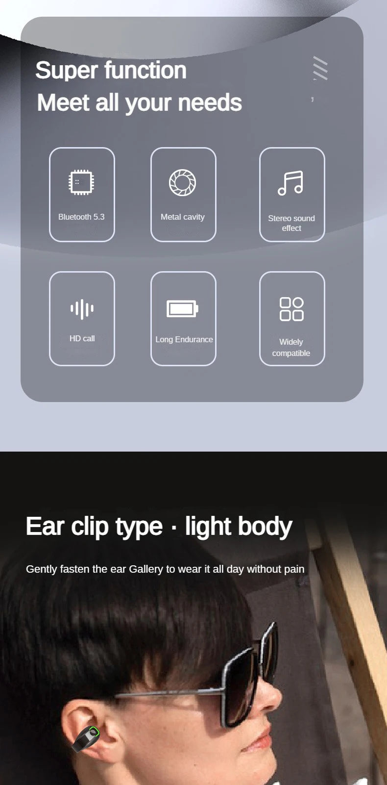 SK GD28 Bone Conduction TWS Headphones Bluetooth V5.3 Ear Clip Lightweight Business Sports Game Headset with Mic Noise Reduction