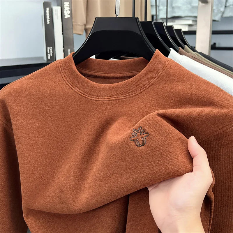 Hot Sale Men Long Sleeve T Shirt Crew Neck Solid Color Soft Breathable Spring Autumn Casual Fashion Basic Pullover Top Menswear