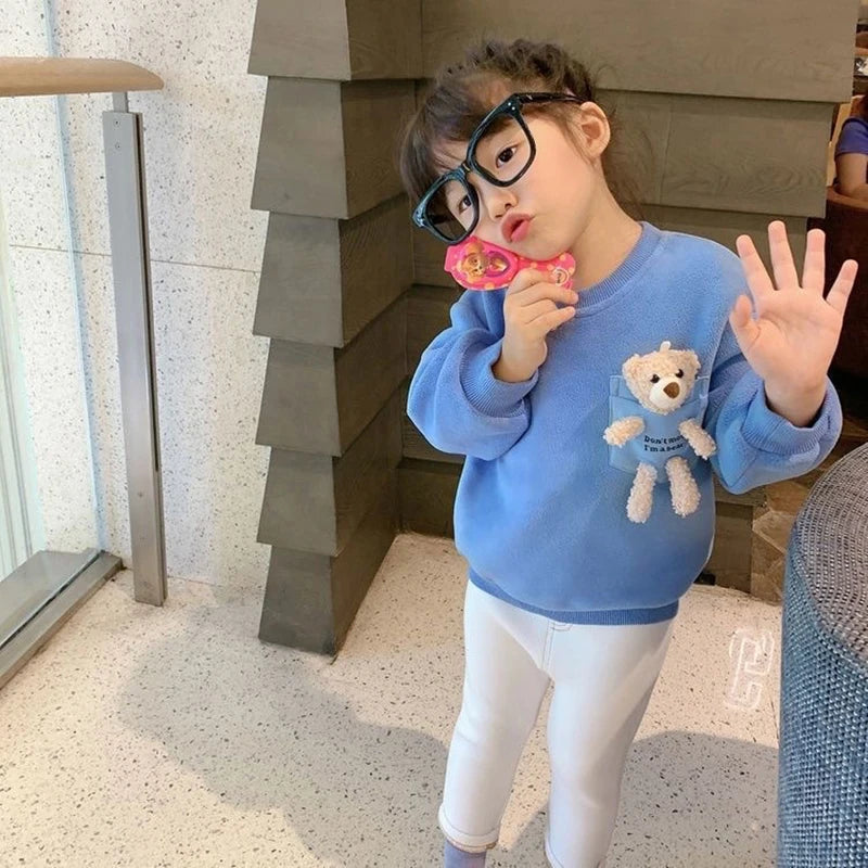 1 2 4 6 8 Years Baby Boys Sweatshirt Spring Kids Jacket Autumn Tops Cute Bear Pullover Children's Sweater Toddler Girls Clothes