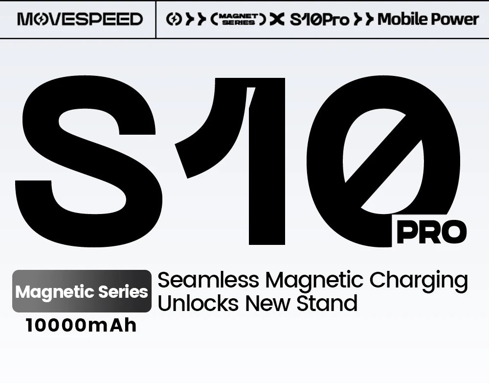 MOVESPEED S10Pro Magnetic Power Bank 10000mAh Wireless Portable External Battery with Stand for MagSafe PowerBank for iPhone 16