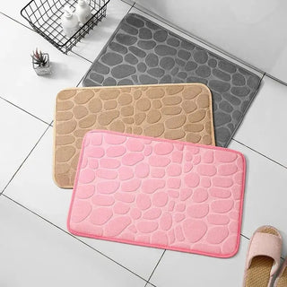1pc embossed fiber carpet, bathroom living room anti slip mat, pebble floor mat, household items Promise Mart