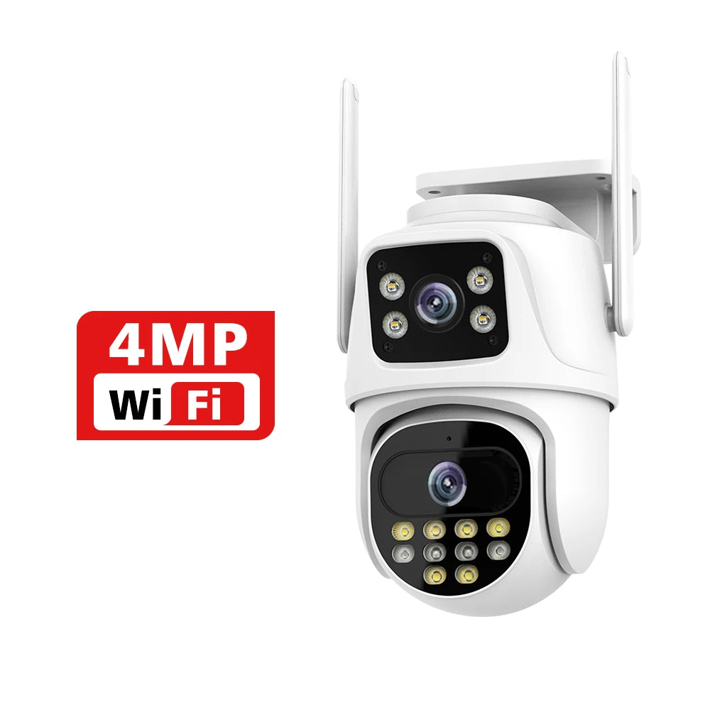 Wifi Surveillance Camera Outdoor PTZ 9MP Three lens 8X Digital Zoom AI Auto Tracking Humanoid Detection 4MP Security Camera