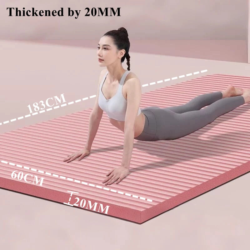 183×60cm Thick Yoga Mat Anti-skid Sports Fitness Mat 20MM Comfort Foam Yoga Matt for Exercise Yoga and Pilates Gymnastics Mat