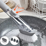Kitchen Cleaning Brush 2 In 1 Long Handle Cleaing Brush with Removable Brush Sponge Dispenser Dishwashing Brush Kitchen Tools Promise Mart