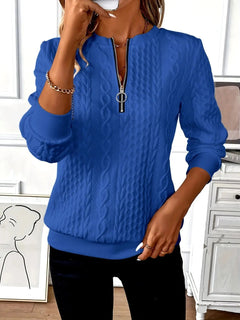 Women's Faion V-Ne Long Sve Sweatirt Autumn Winter Casual Comfortable Polyester round Ne Pullover Sweatirt Promise Mart