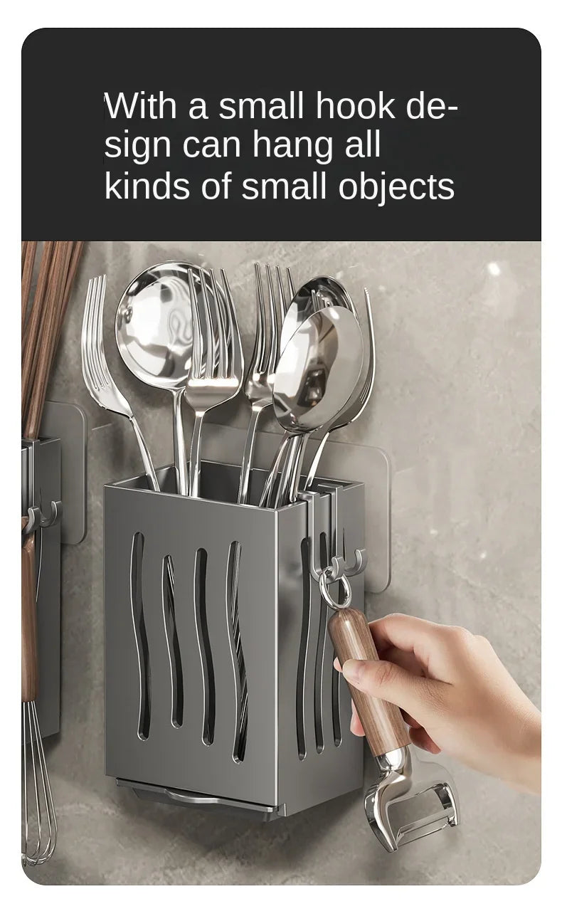 Dish rack, kitchen utensils, sink, spoons, forks, chopsticks, storage basket, multi-functional kitchen organizer