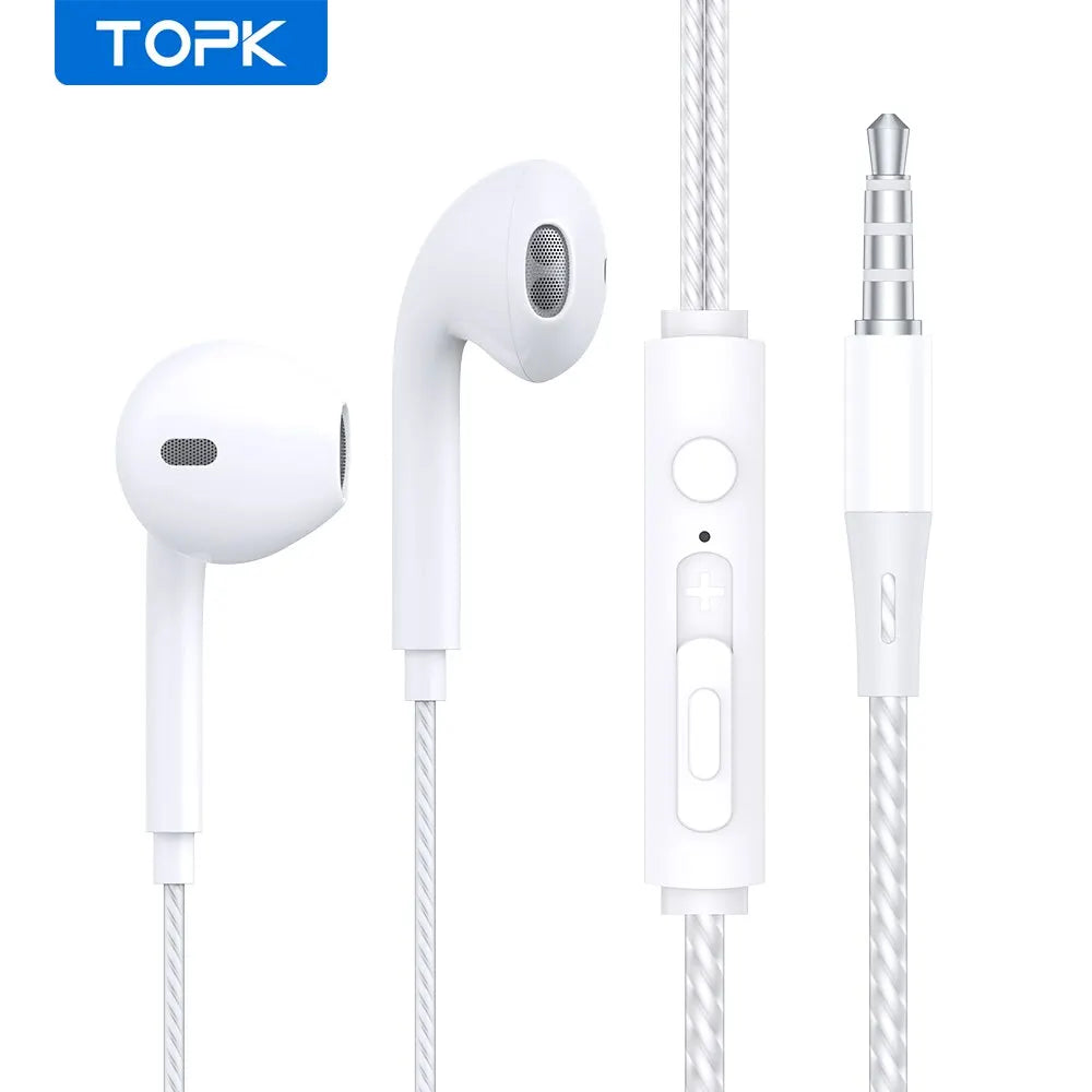TOPK F20 3.5mm In-ear Headphone HiFi Sound Quality with Mic Type C Jack Earphone Original High Quality Headset Sport Headset