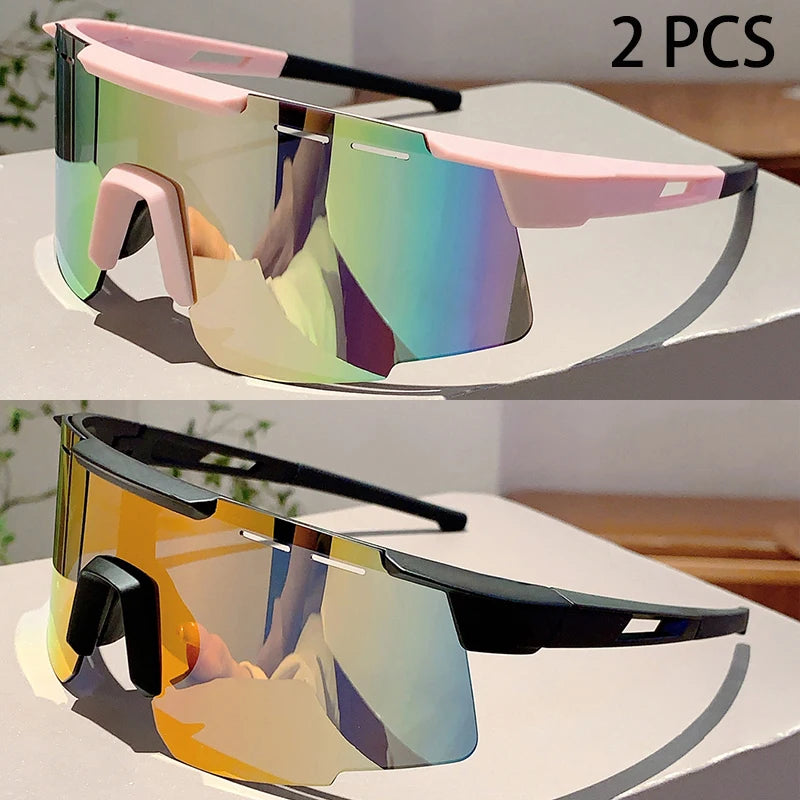 1/2 Pcs Fashion Monoblock Anti UV Men's Goggle Outdoor Brand Mirror Sports Sunglasses Women Oversize Decor Shades for Cycling