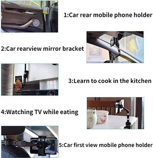 Rearview Mirror Phone Holder 360° Rotatable and Retractable Car Phone Mount Multifunctional Rear View Mirror Holder for All Car Promise Mart