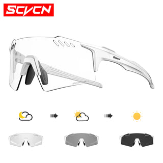 SCVCN Photochromic bike Cycling glasses UV400 Bicycle riding Eyewear Sports MTB Outdoor Sports Golf Camping Driving Eyepieces