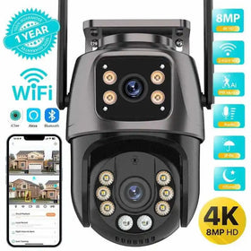 Wireless WiFi Monitor Full-Color Night Vision Waterproof Dome Camera HD 6MP Binocular Camera Promise Mart