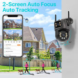 4K Outdoor Surveillance Camera Wifi 8MP Dual Lens Dual Screen 360 PTZ Webcam Motion Detection Auto Tracking IP Camera CCTV Icsee Promise Mart
