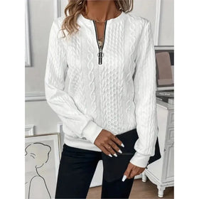 Women's Faion V-Ne Long Sve Sweatirt Autumn Winter Casual Comfortable Polyester round Ne Pullover Sweatirt Promise Mart