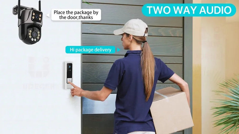 Wireless WiFi Monitor Full-Color Night Vision Waterproof Dome Camera HD 6MP Binocular Camera Promise Mart