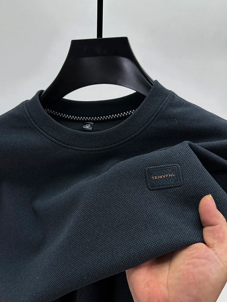 Men's round Ne Brued Long Sve T-irt Loose Faion  Color Sweatirt Inner Wear Top Brand Casual Urban Sle