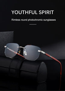 Vintage Square Rimless Change Color Sunglasses Men 2025 Luxury Brand Trendy Frameless Cutting Lens Eyewear UV400 Photochromic Promise Mart