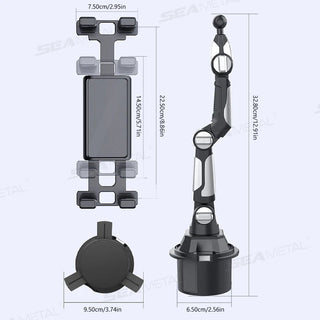 SEAMETAL Car Phone Mount on Cup Holder 6.5-9.5CM Adjustable Base Tablet/Phone Holder 360-Degree Flexible Rotation Phone Stand Promise Mart