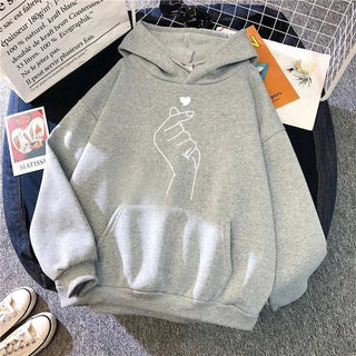 Womens Sweatshirts "Hand Heart" Printing Home Casual Hoodies Versatile Pullover Tops High Quality Woman Clothing Autumn Winter Promise Mart