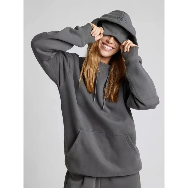 European and American Hooded Sweatshirt for Autumn and Winter New High-end Color Couple Shirt with Drawstring Jacket